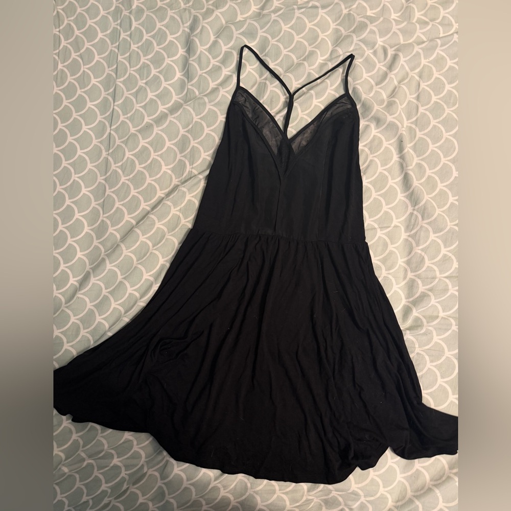 ❤️Vintage Y2K black mesh mini Swiss dot detail swing dress